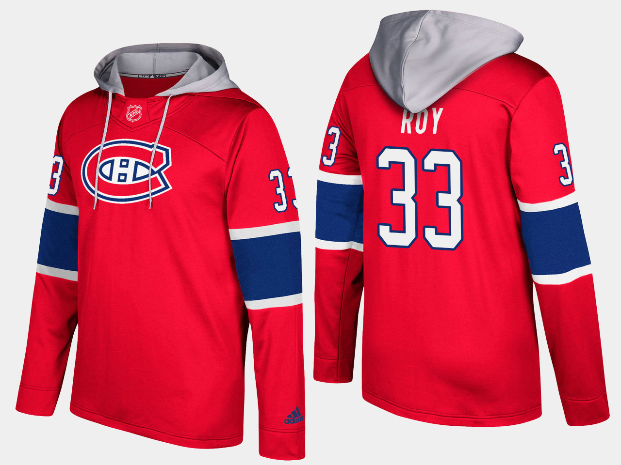 Men NHL Montreal canadiens retired 33 patrick roy red hoodie